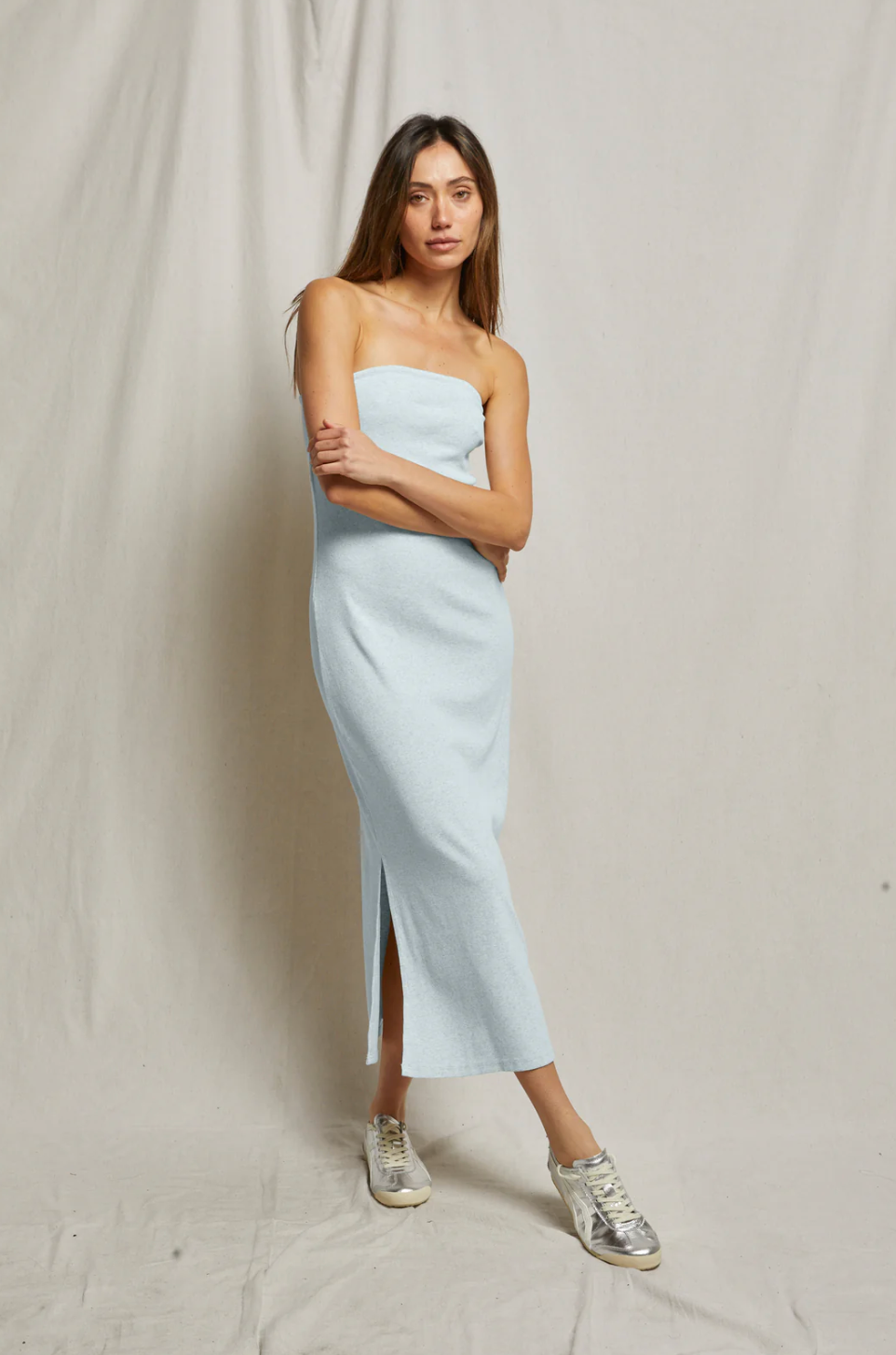 Perfect White Tee Nadine Dress - Baby Blue