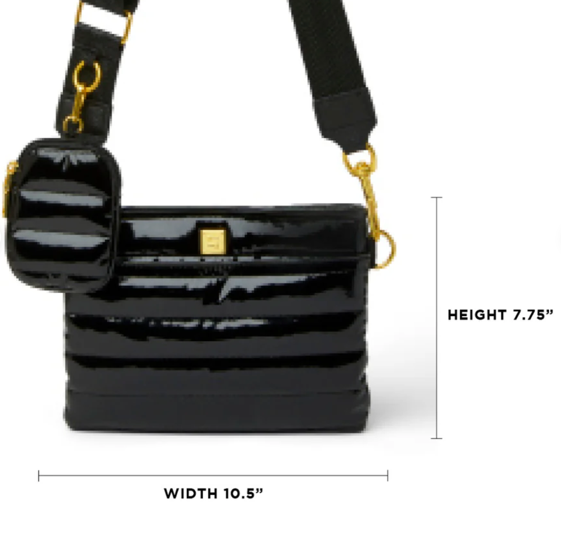 Think Royln Downtown Crossbody - Black Patent with Gold