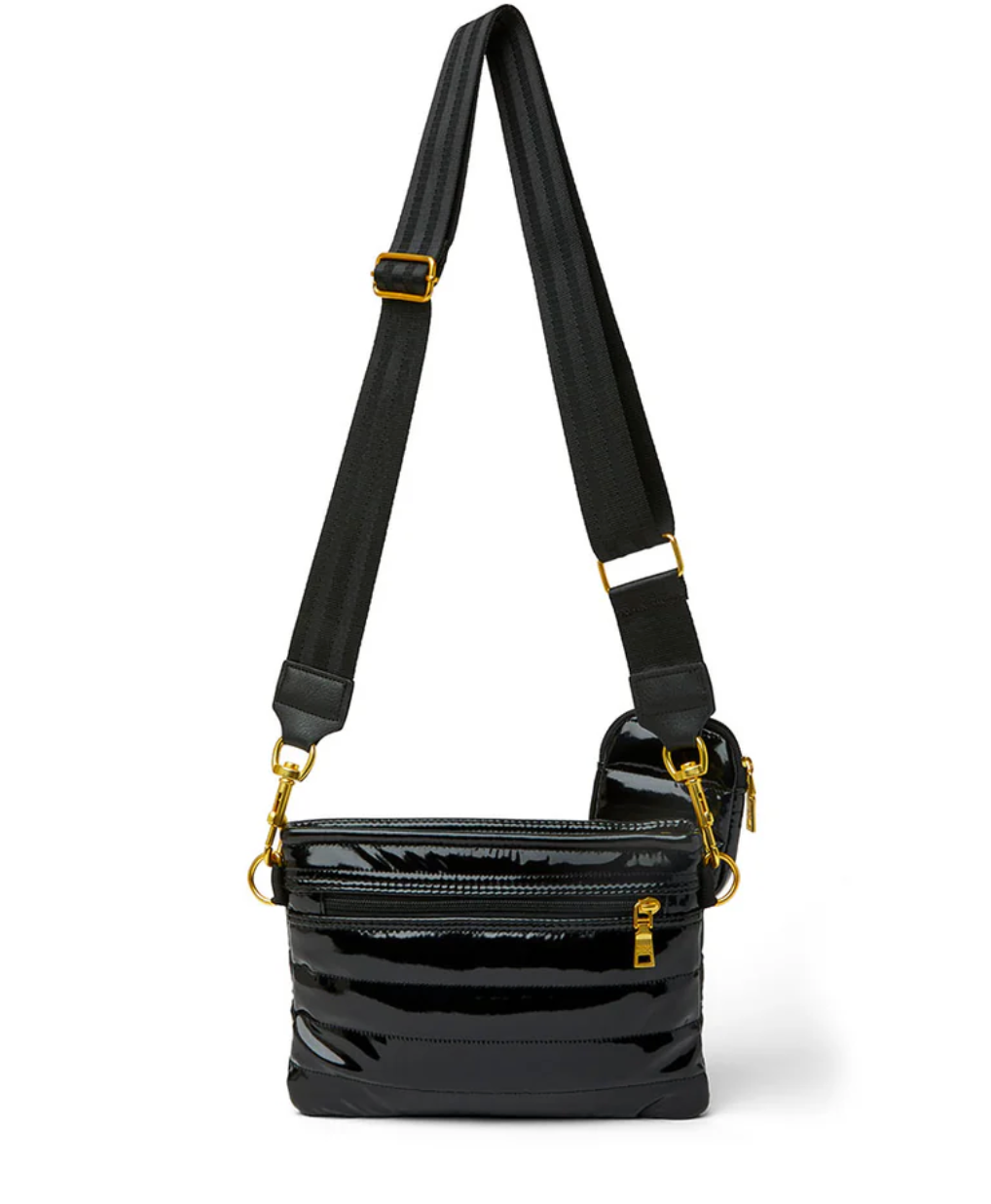 Think Royln Downtown Crossbody - Black Patent with Gold