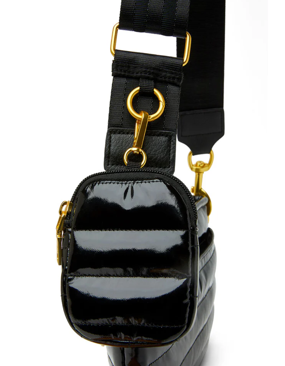 Think Royln Downtown Crossbody - Black Patent with Gold