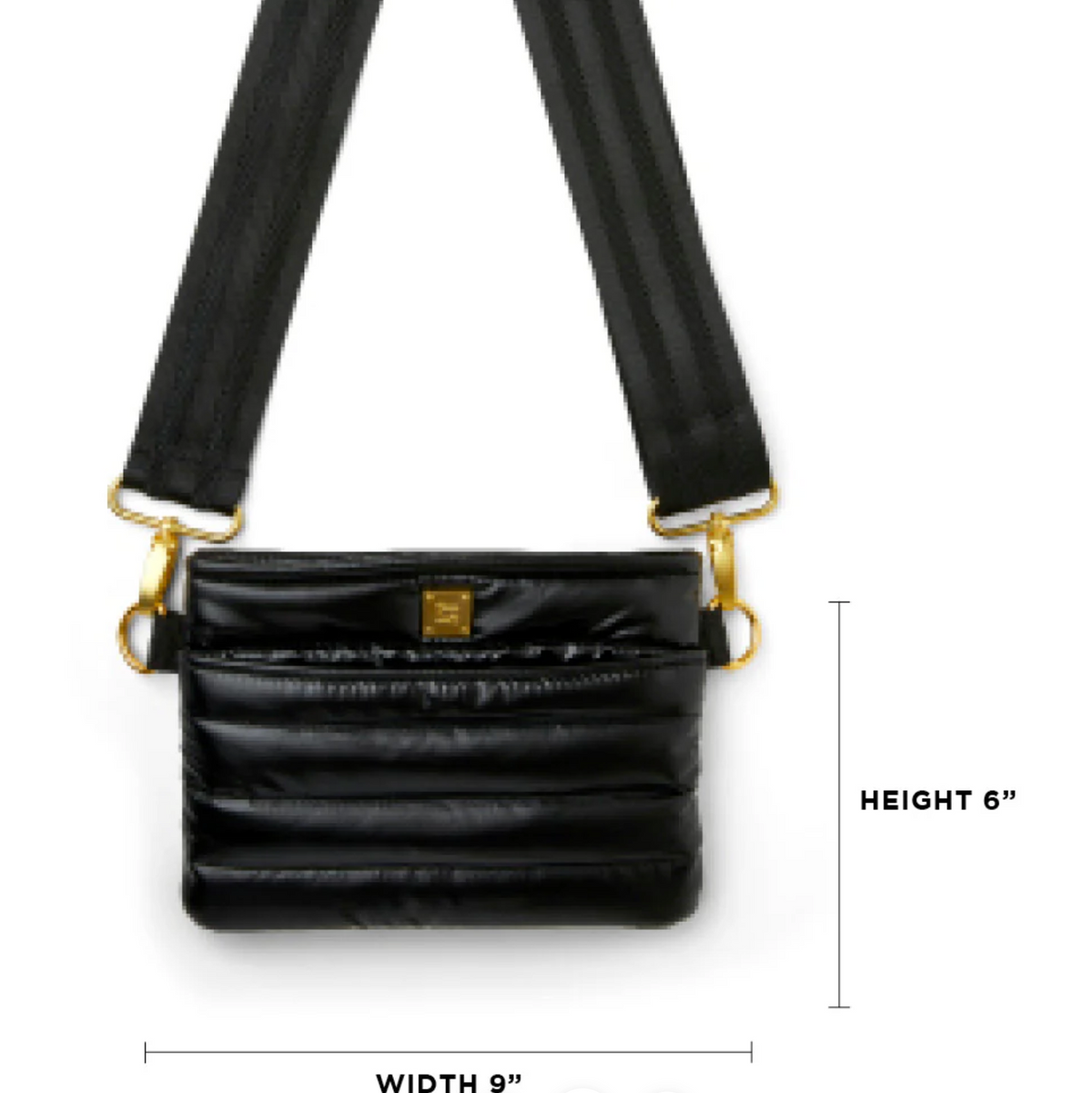 Think Royln Bum Bag/Crossbody - Black Patent with Gold