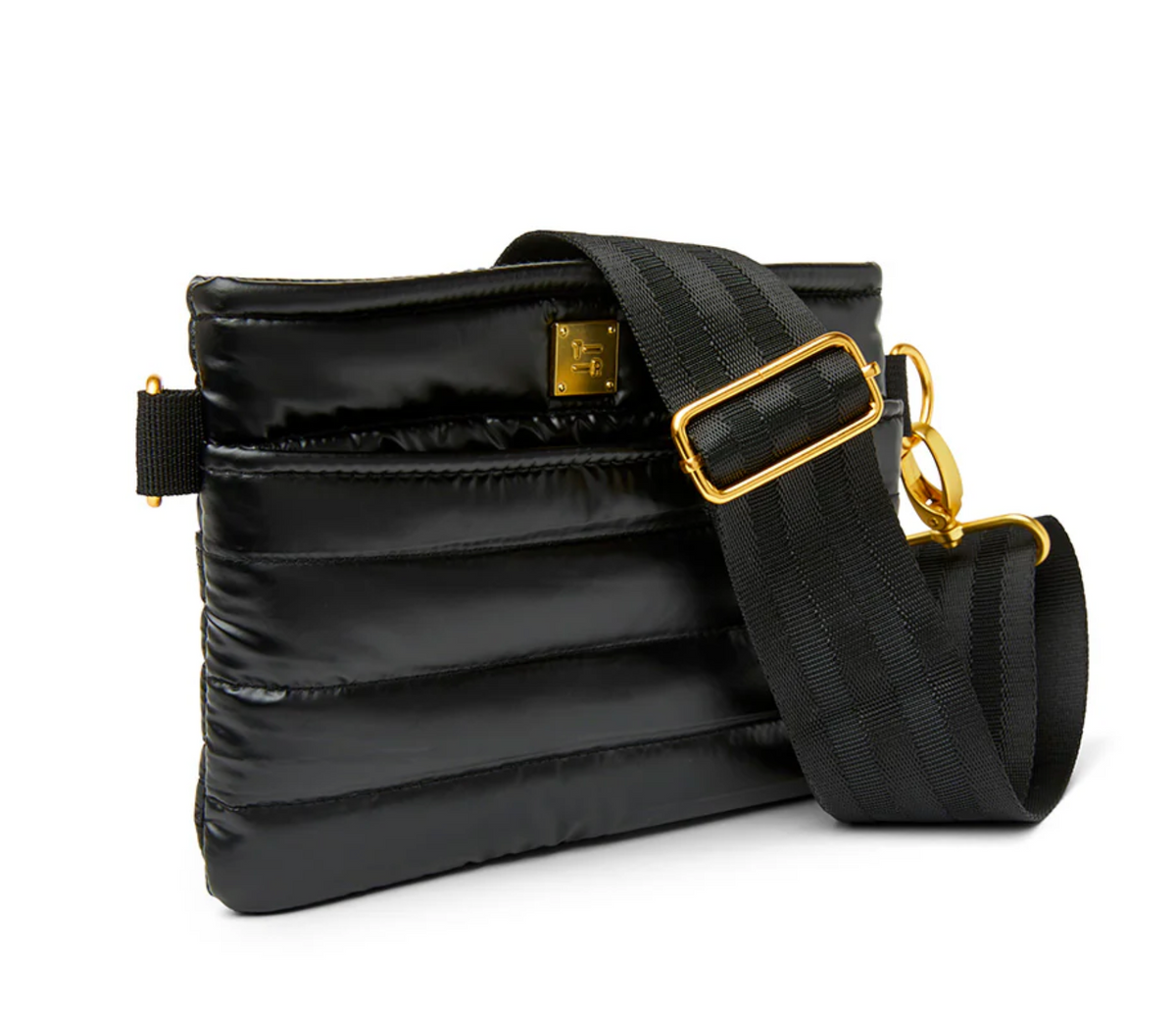 Think Royln Bum Bag/Crossbody - Black Patent with Gold