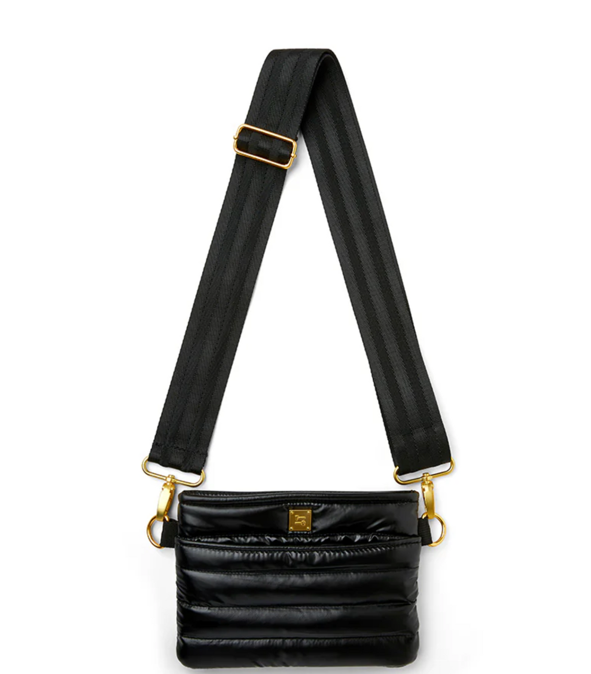 Think Royln Bum Bag/Crossbody - Black Patent with Gold