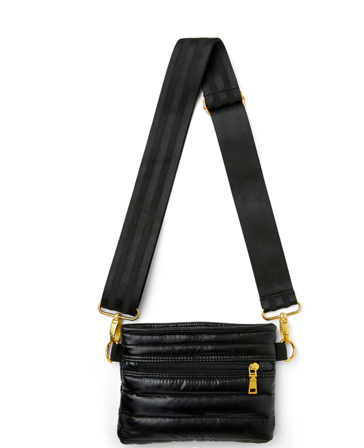 Think Royln Bum Bag/Crossbody - Black Patent with Gold