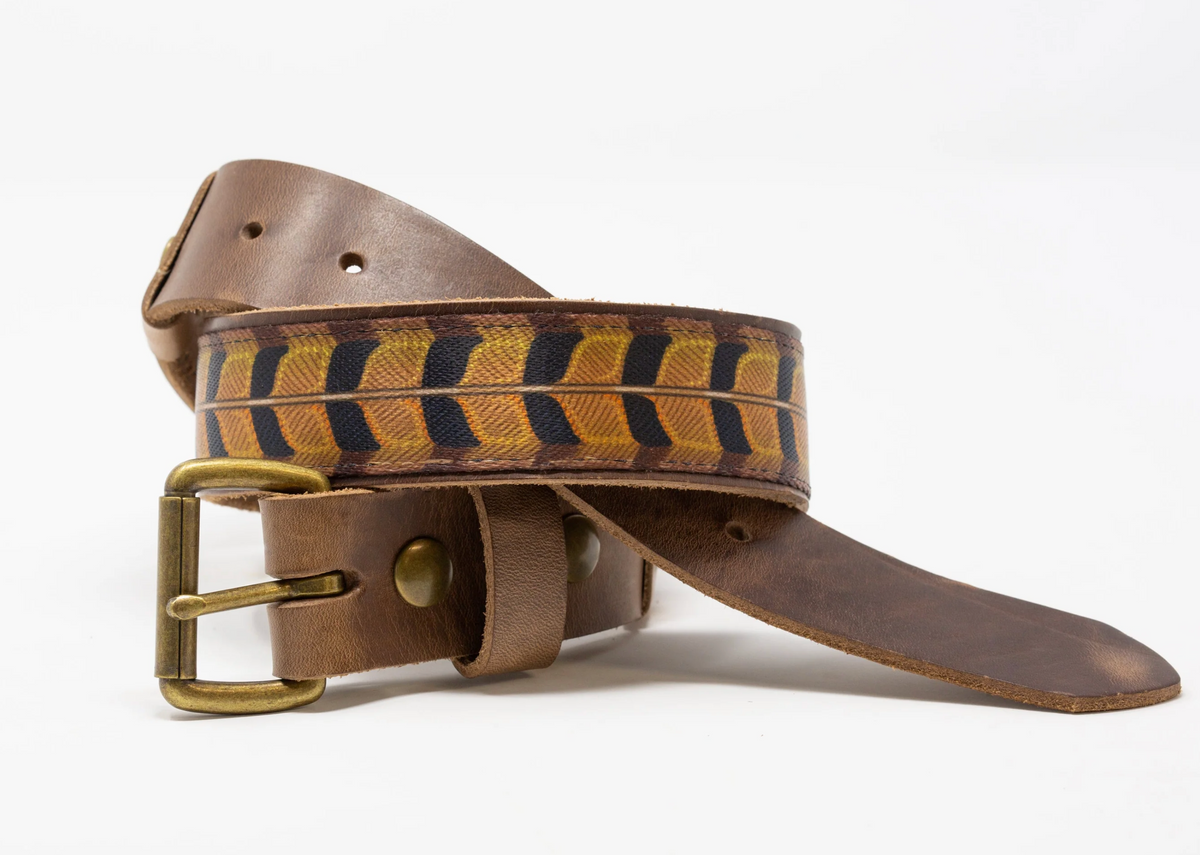 Whiskey Leatherworks The Fish &amp; Upland Print Belts - Pheasant Tail