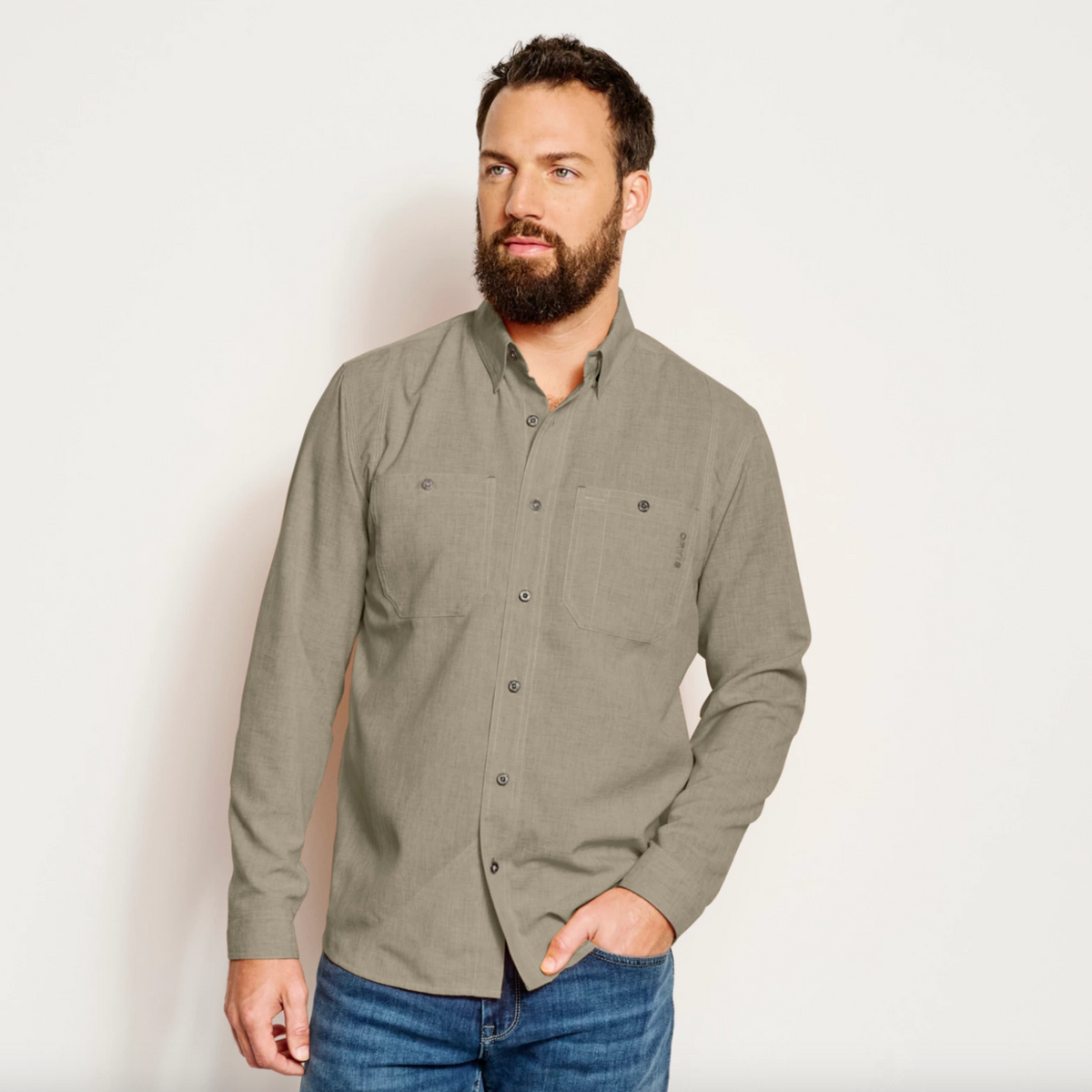 Orvis Tech Chambray Long sleeve Work Shirt - Tarragon