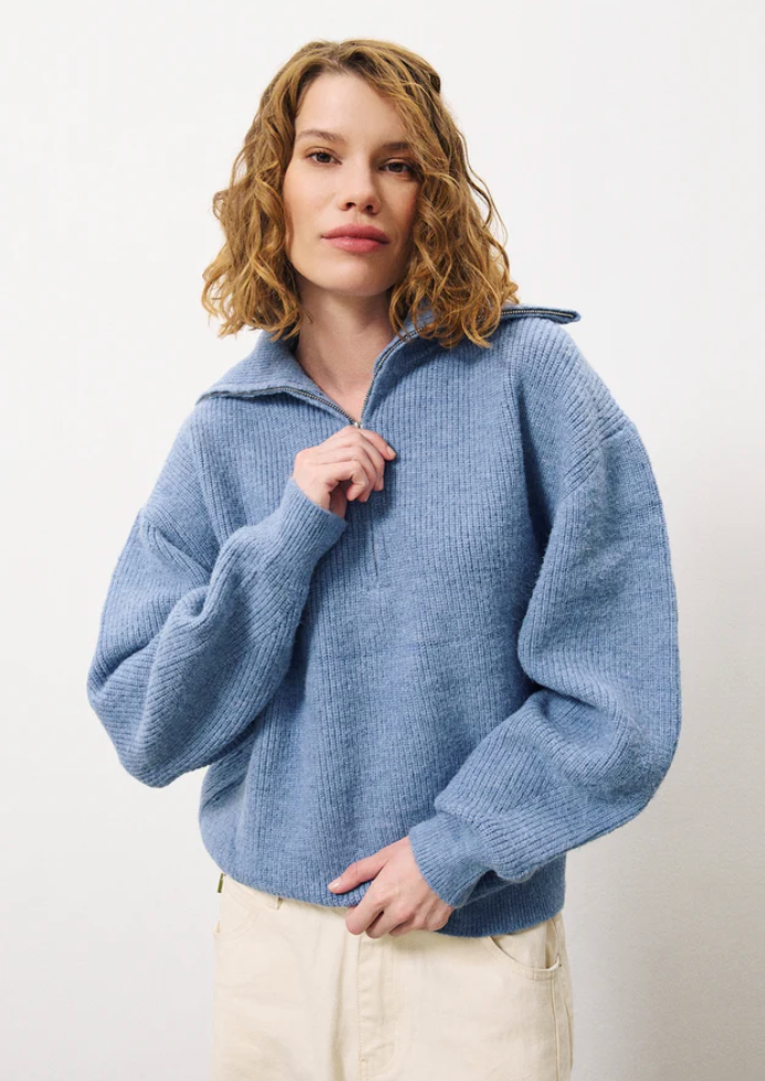 FRNCH Naemi Blue Sweater - Blue Jean