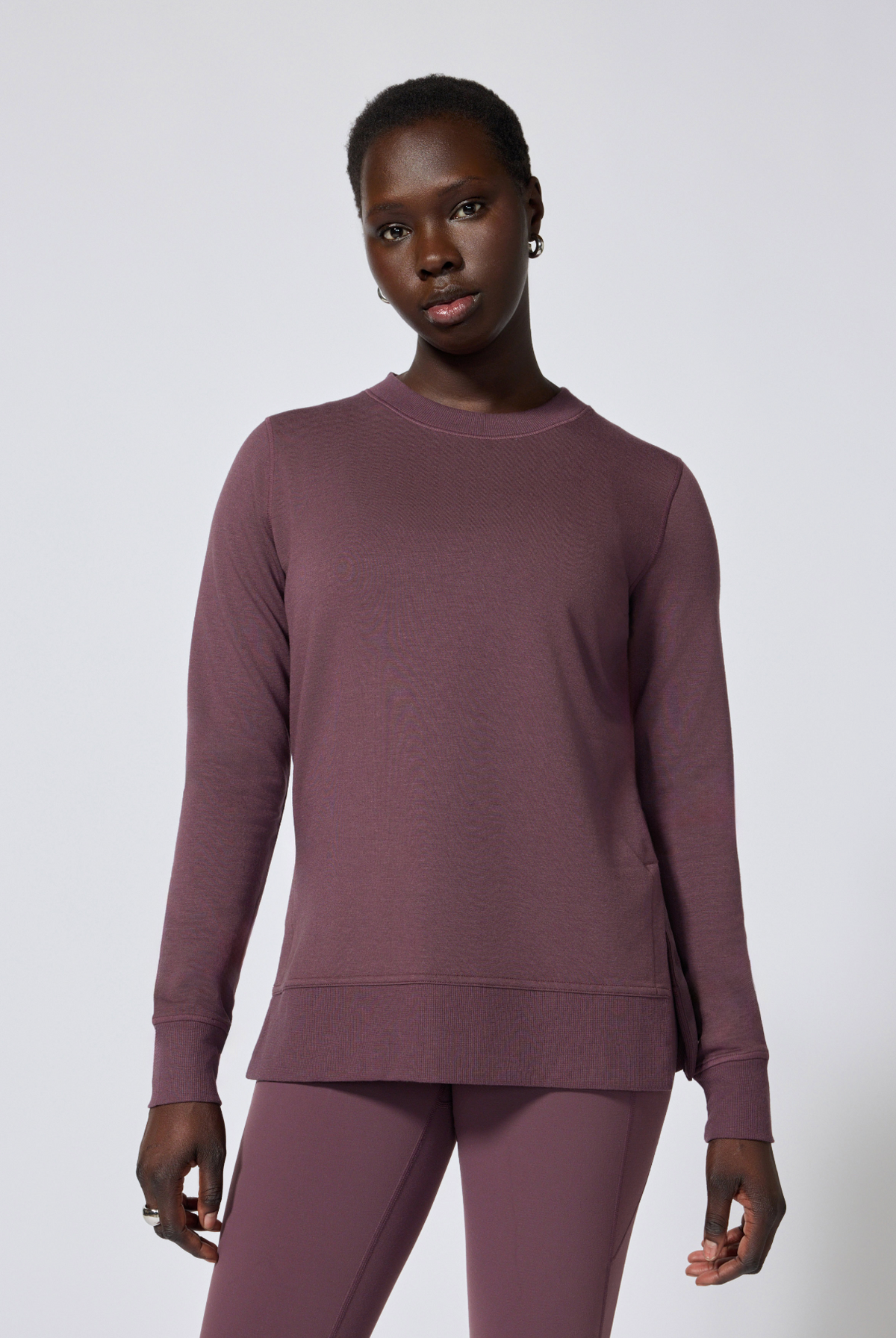 MPG Serene Brushed Side Slit Pullover - Huckleberry