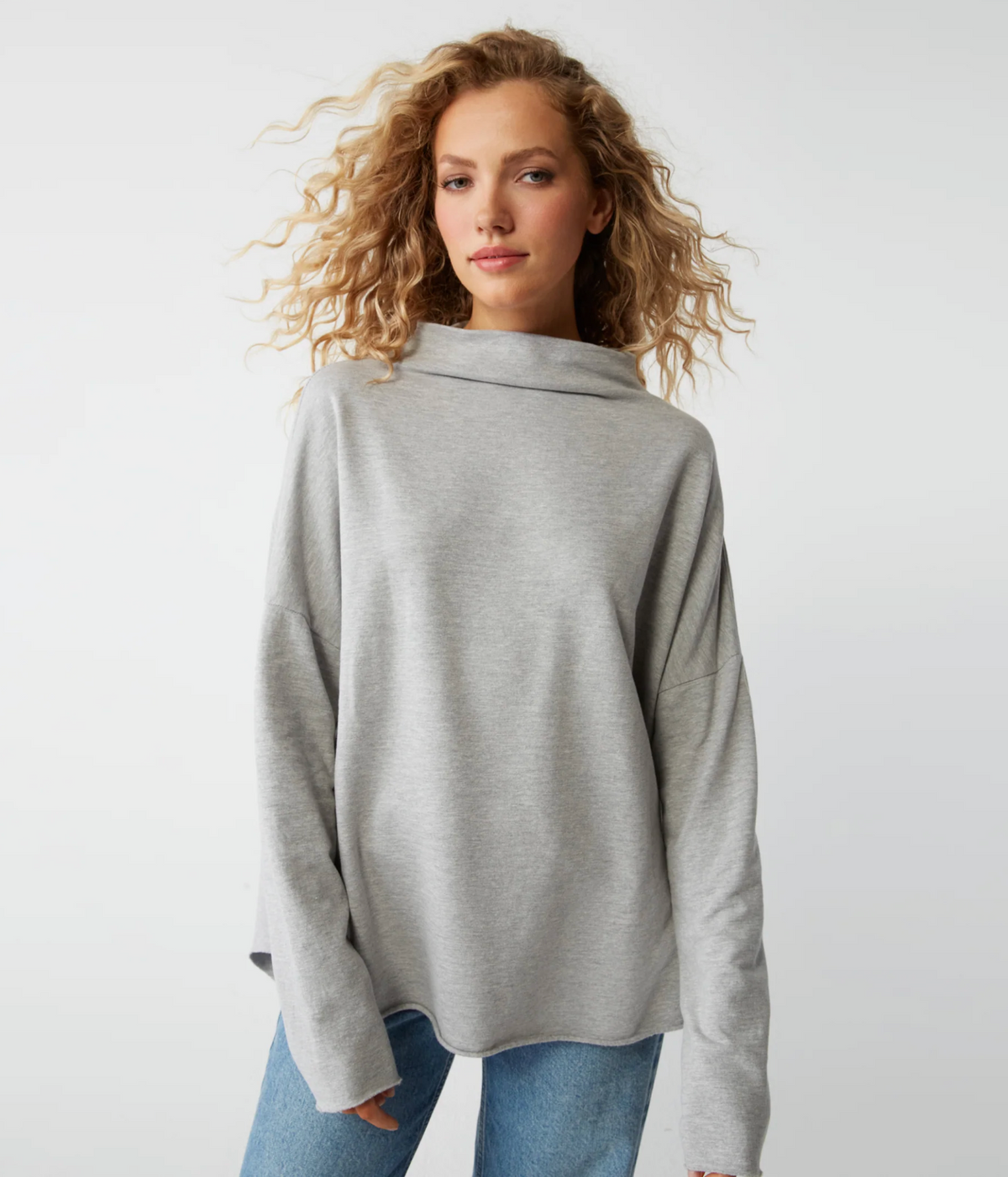 Michael Stars Laurel Mock Neck Top - Heather Grey