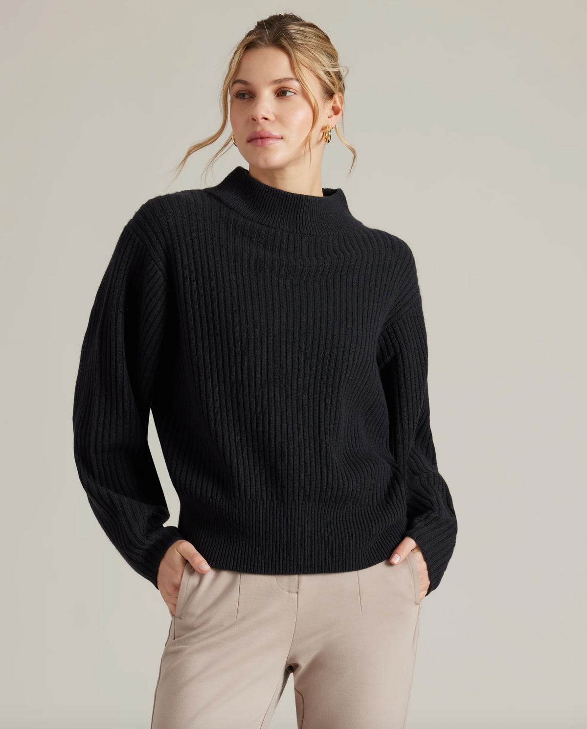 Rhone Apparel Cashmere Blend Rib Sweater - Black