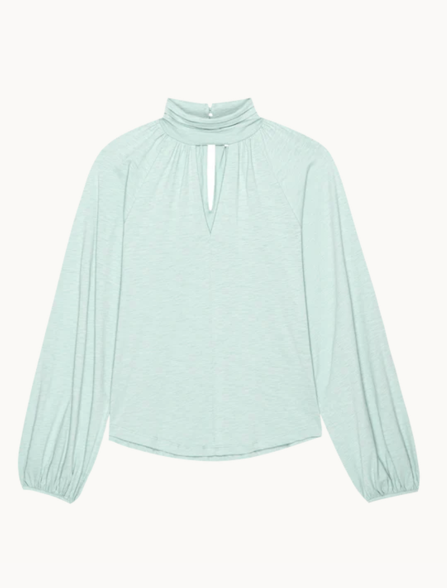 Nation Ltd Rosalie Keyhole Blouse - Sea Frost