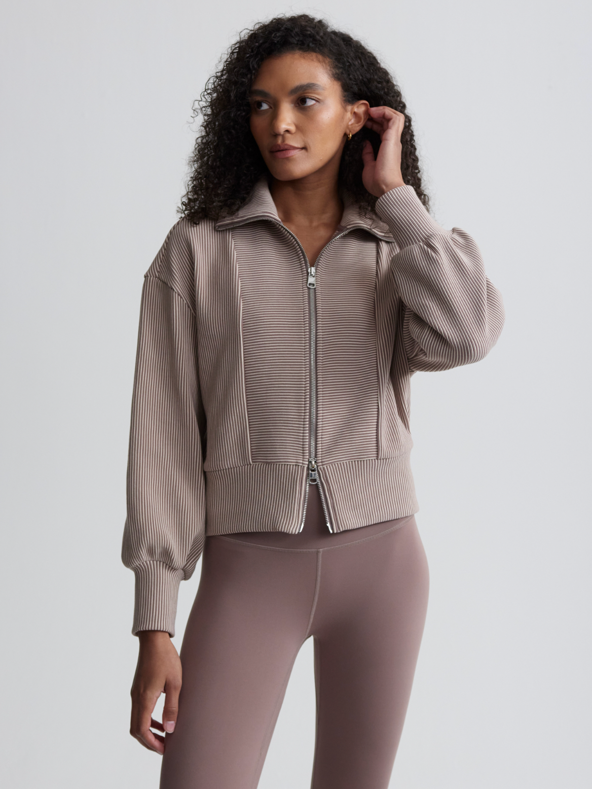 Varley Gibbs Zip Through Sweat - Light Taupe