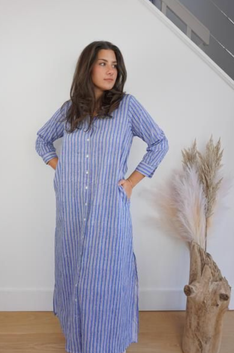 Nibi Caspian Maxi Dress - Blue Stripe