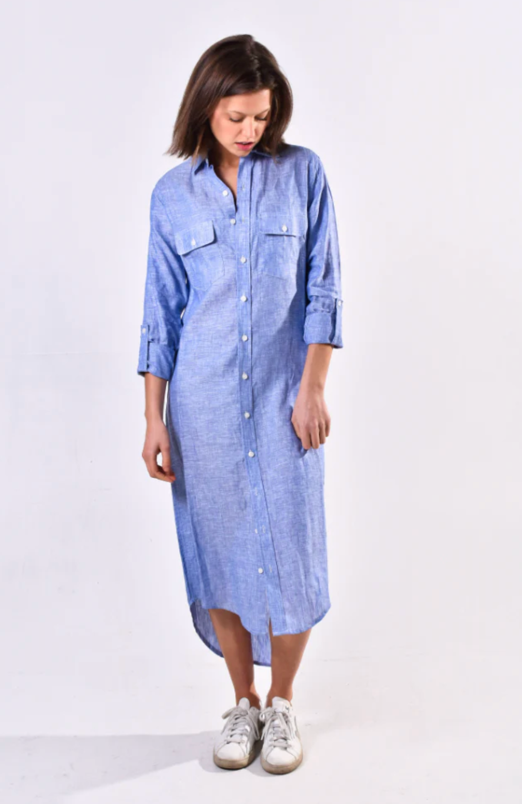 Emily Phillips Midi Dress - Sky Blue Linen