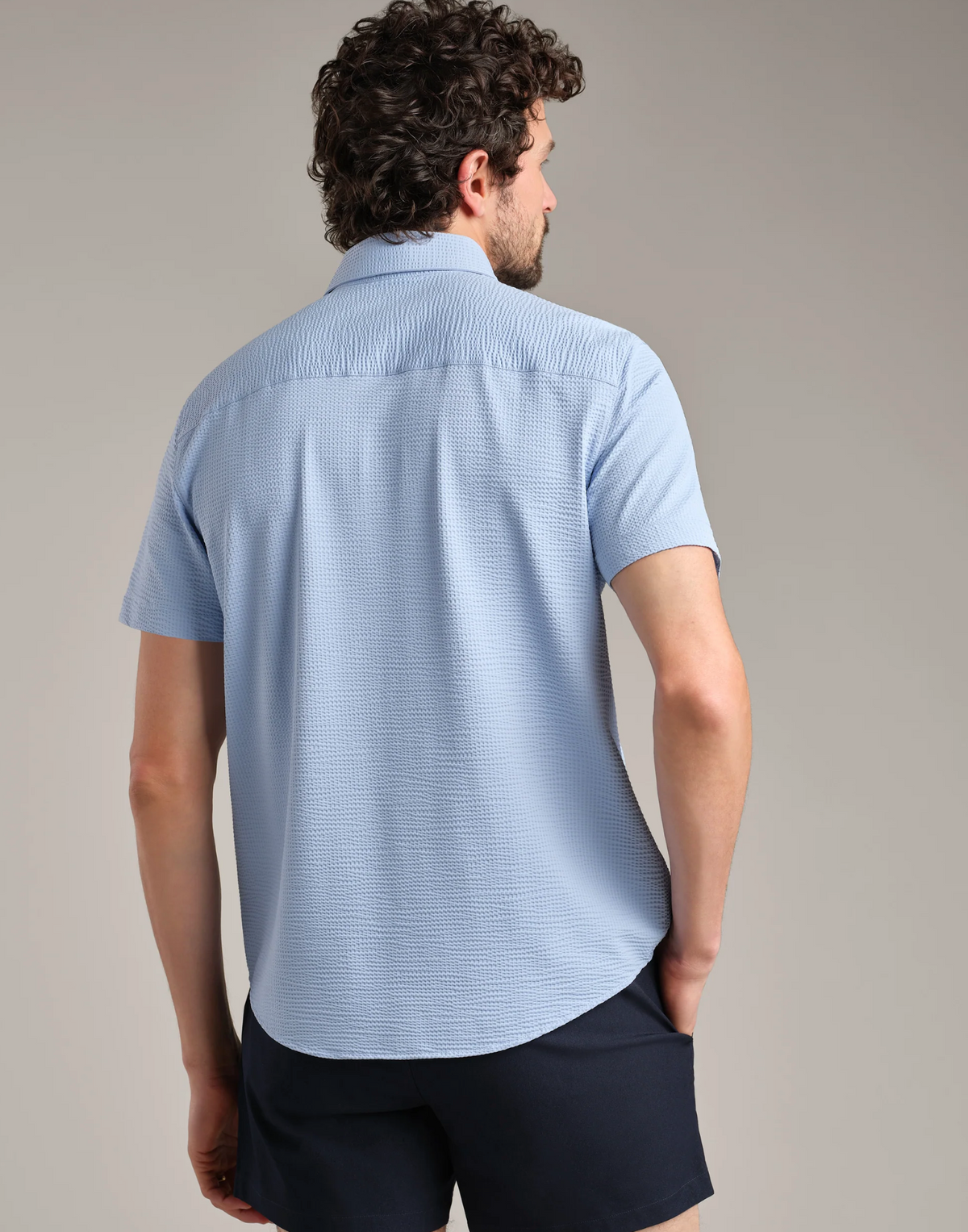 RhoneApparel Commuter Short Sleeve Button Down - Light Blue