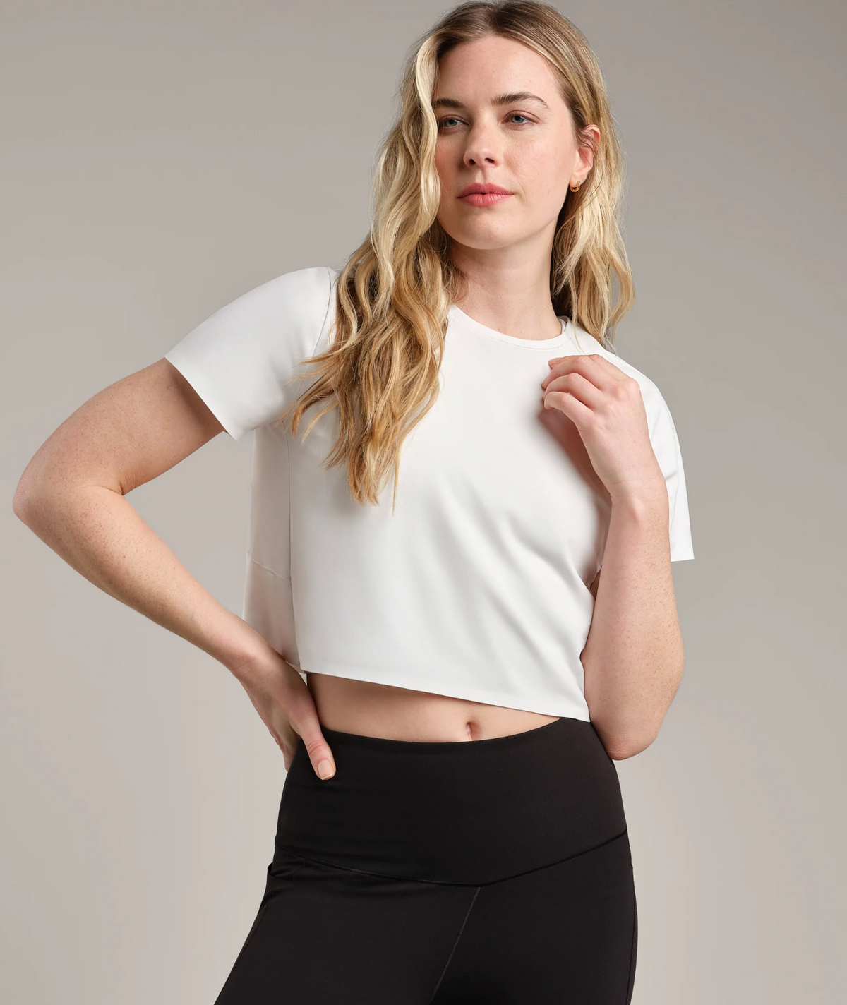Rhone Apparel Serene Cropped Short Sleeve - Snow White
