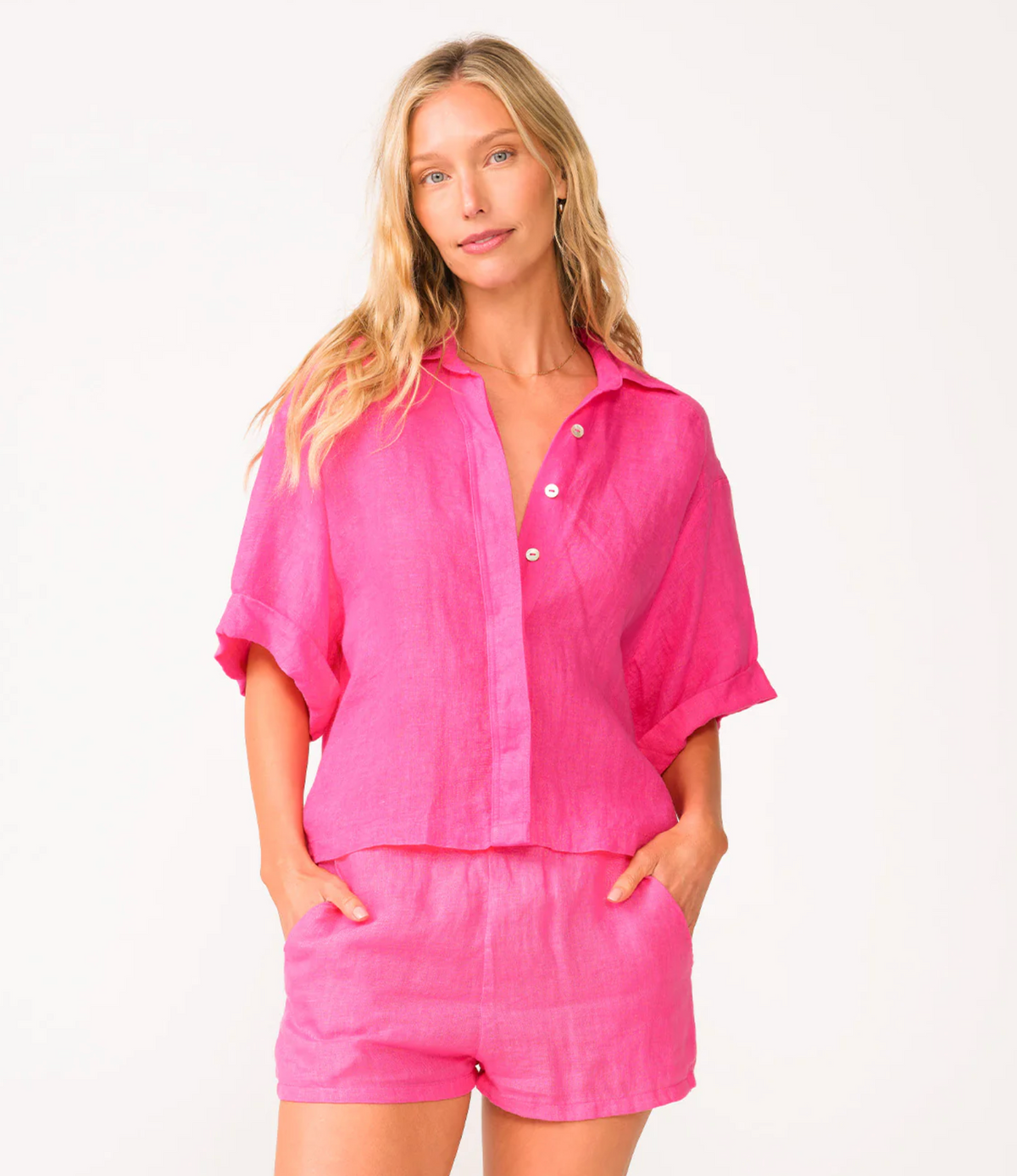 PQ Swim Linen Short - Hot Pink