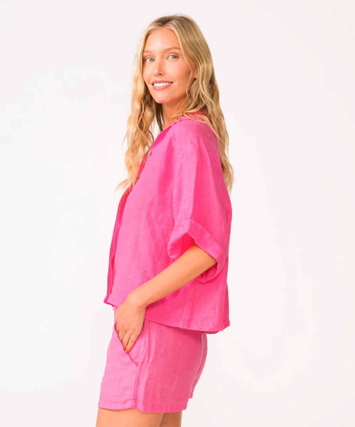 PQ Swim Linen Short - Hot Pink