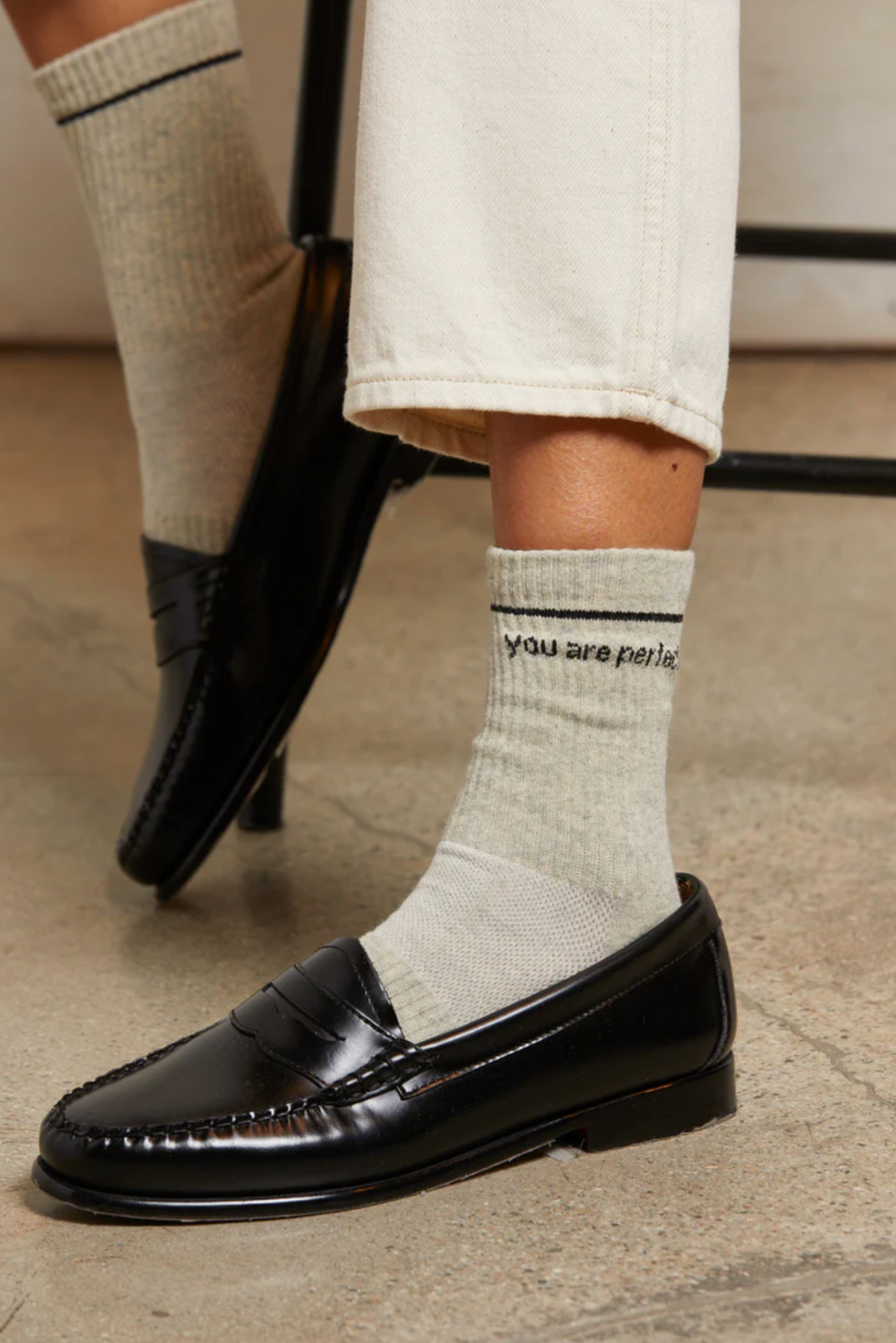 Perfect White Tee You Are Perfect Socks - Heather Grey