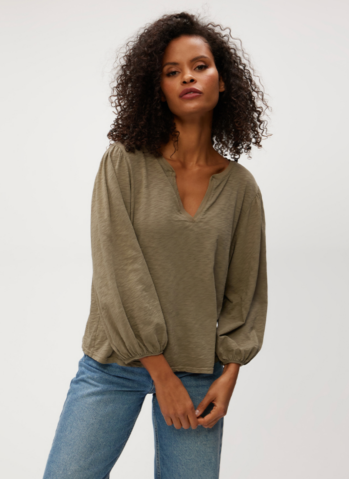 Michael Stars Gabi Puff Sleeve Top - Topiary