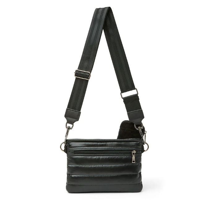 Think Royln Downtown Crossbody - Black Luxe Suede and Pearl Black