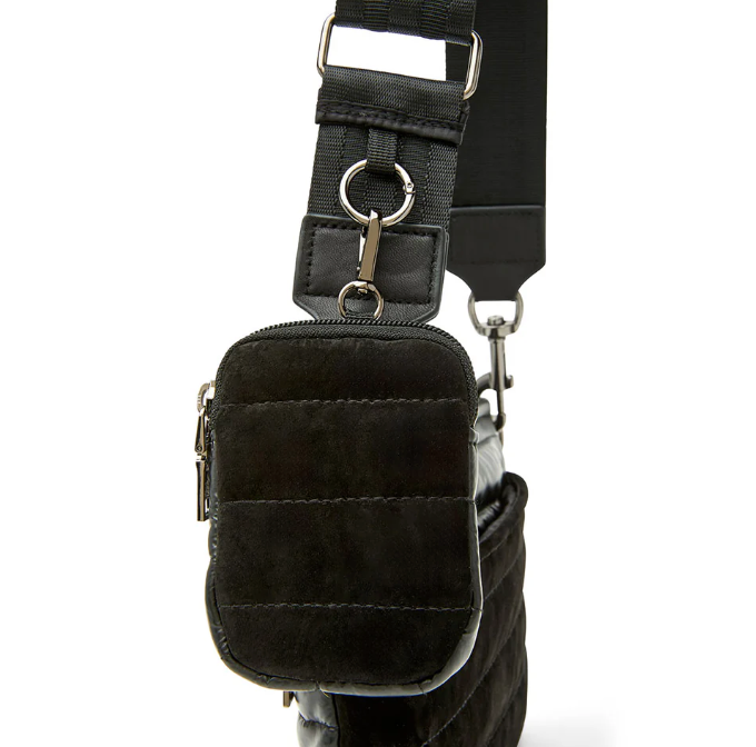 Think Royln Downtown Crossbody - Black Luxe Suede and Pearl Black
