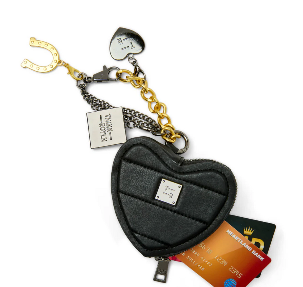 Think Royln Luxe Heart Pouch with Love Charm - Luxe Black