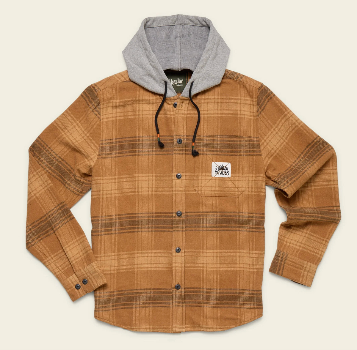 Howler Bros Salvo Hooded Blanket Flannel - Mesa Plaid: Duck Brown
