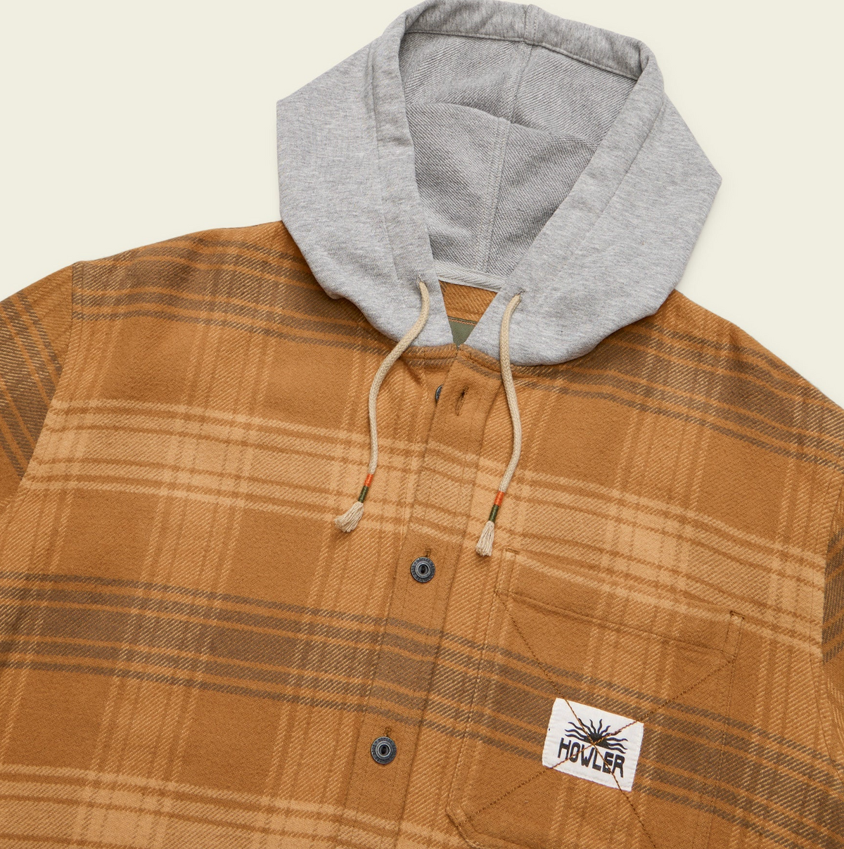 Howler Bros Salvo Hooded Blanket Flannel - Mesa Plaid: Duck Brown