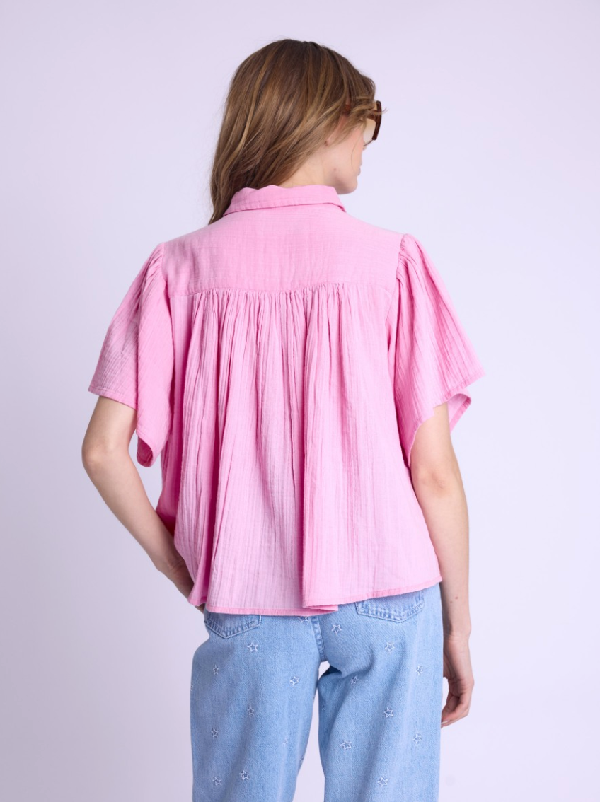 Berenice Cristifly Over Sized Short Sleeve Shirt - Pink Bubble