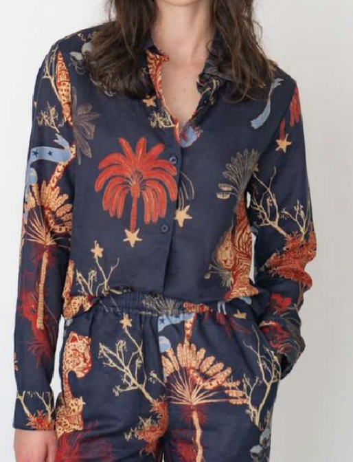 Las Surenas Toile de Jouy Shirt - Blue