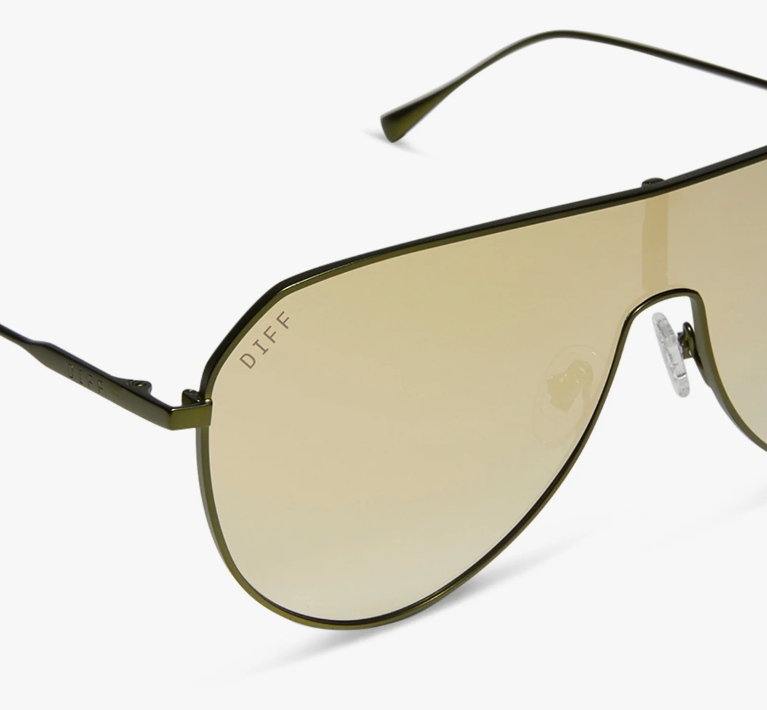 DIFF Eyewear Dash Shield Sunglasses - Moss Metal/Moss Mirror