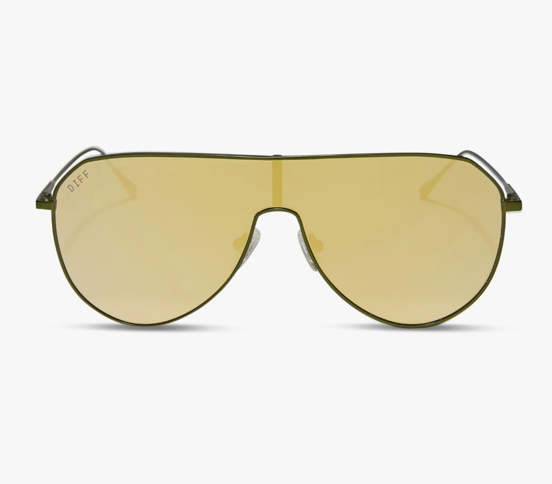 DIFF Eyewear Dash Shield Sunglasses - Moss Metal/Moss Mirror