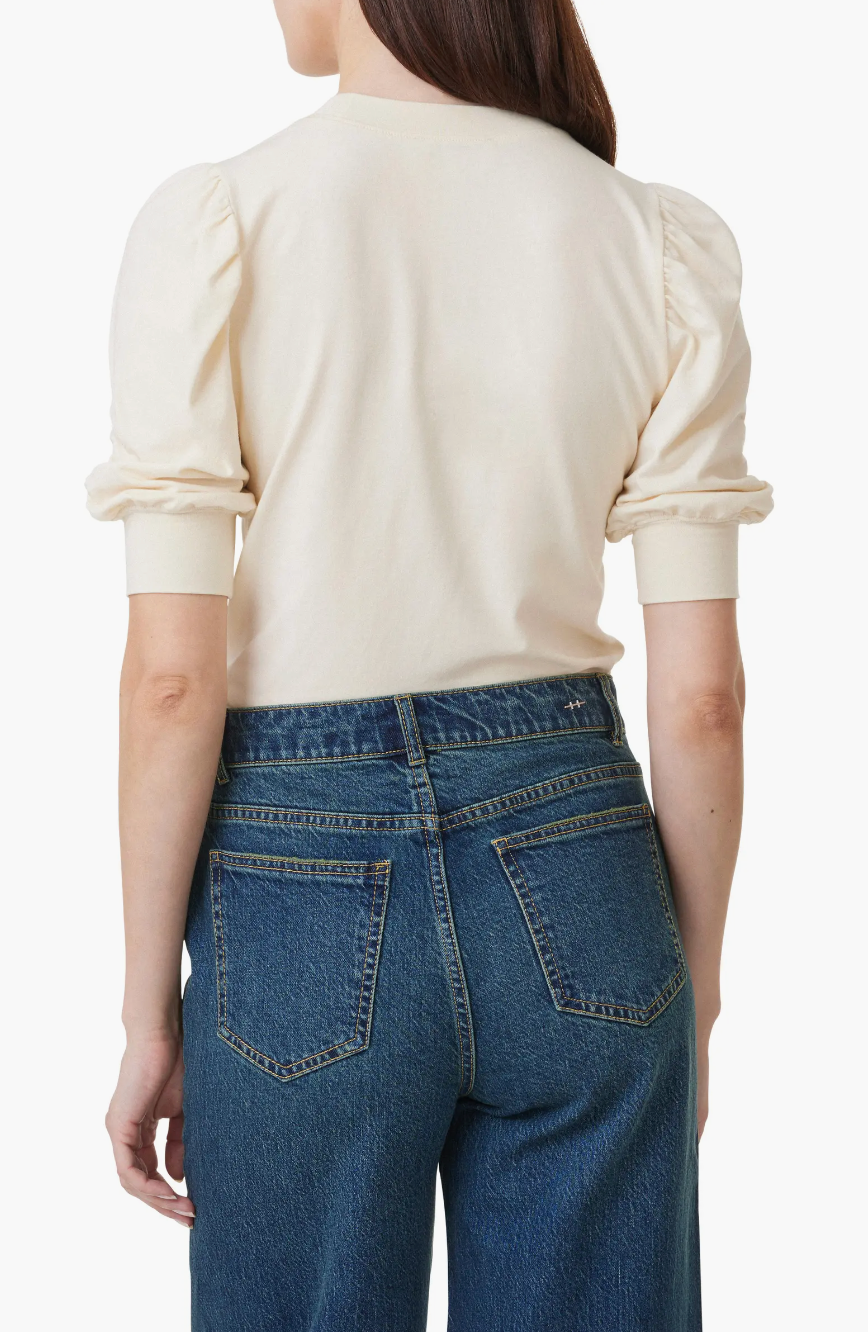 Habitual Gathered Sleeve Knit Top - Birch