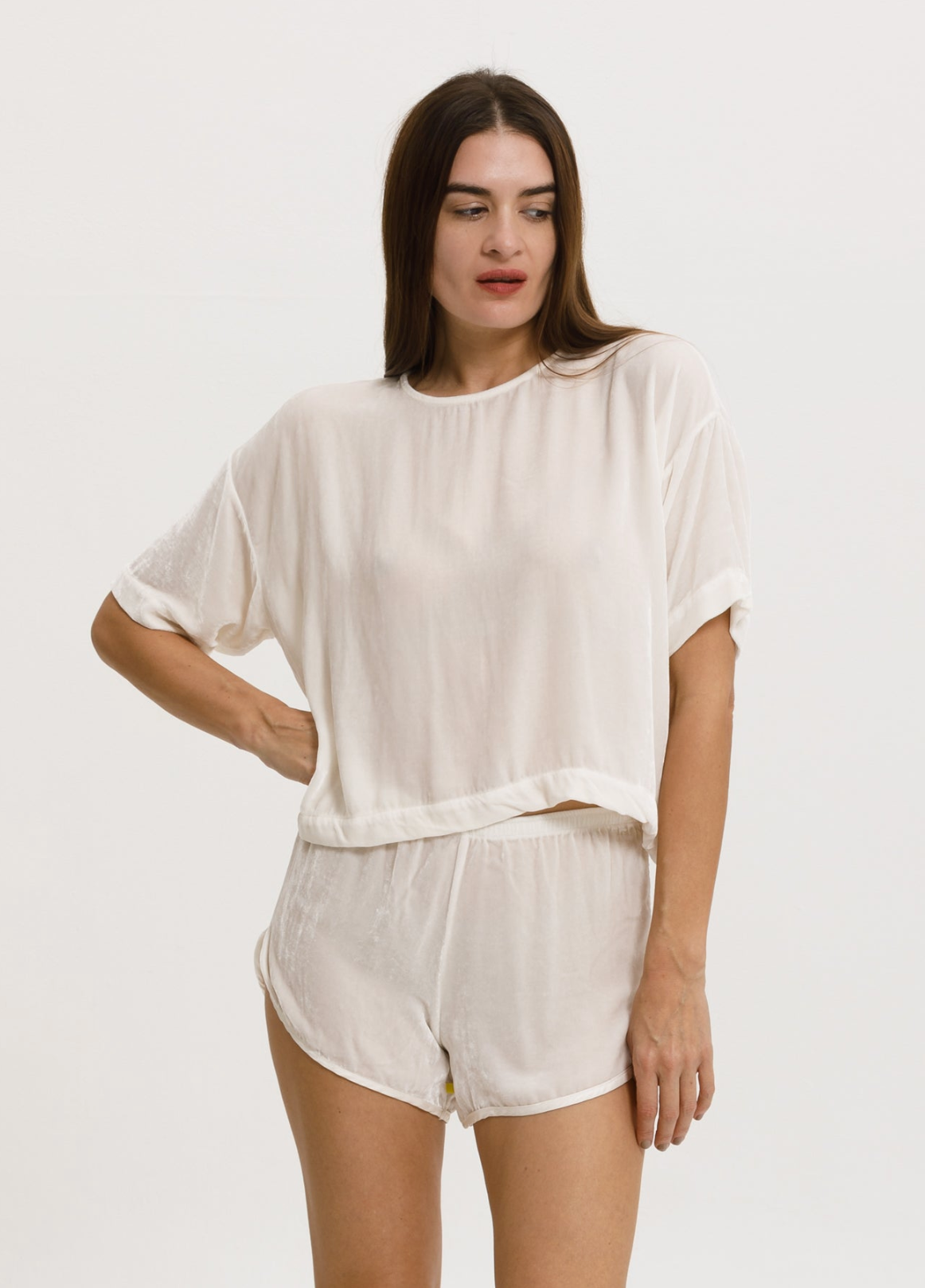 Cali Dreaming Boyfriend Tee Silk Velvet - Ivory