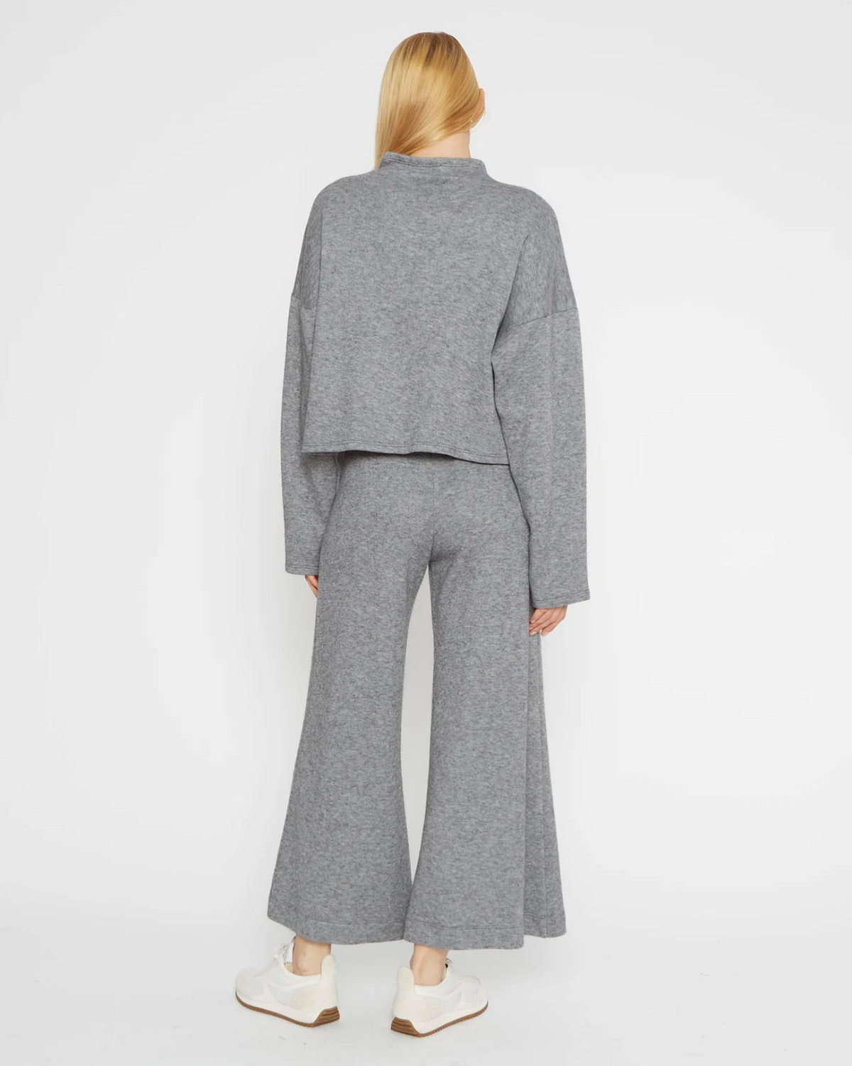 Ripley Rader Sweater Knit Wide Leg Pant - Heather Grey