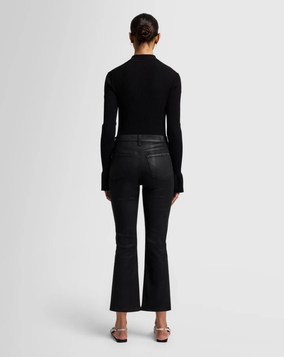 7 For All Mankind High Waist Slim Kick - Coated Black