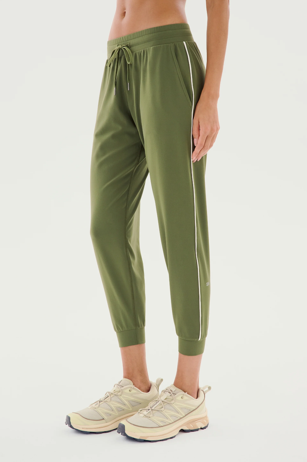 Splits 59 Airweight Jogger 7/8 With Piping - Olive/White