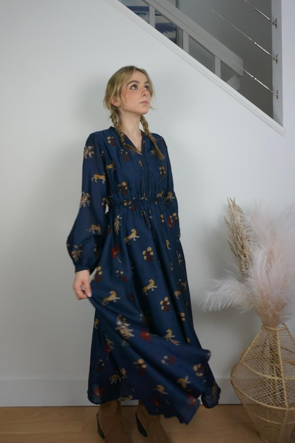 Nibi Aria Maxi Dress - Navy Tiger