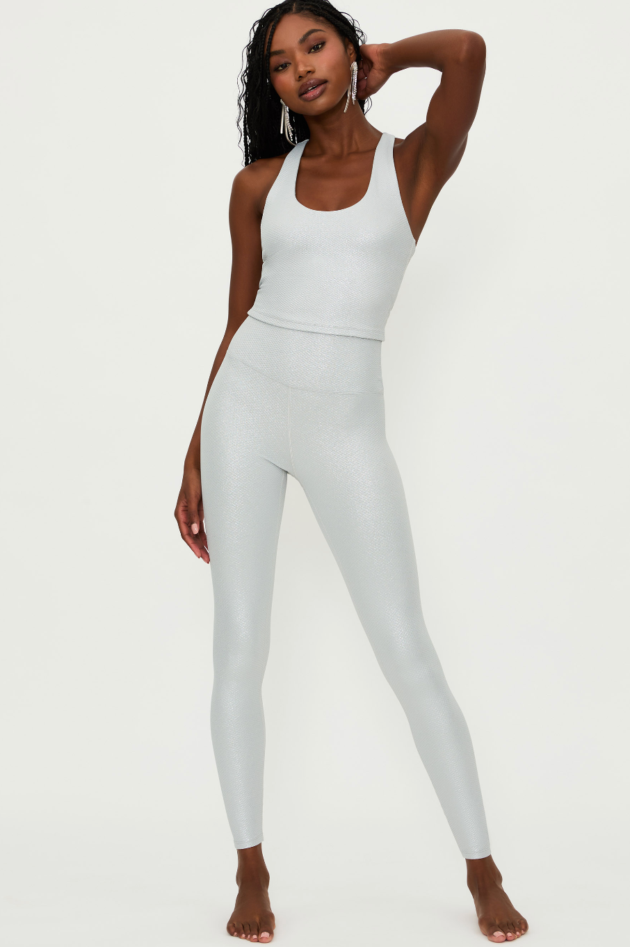 Beach Riot Piper Legging Silver Shine Waffle