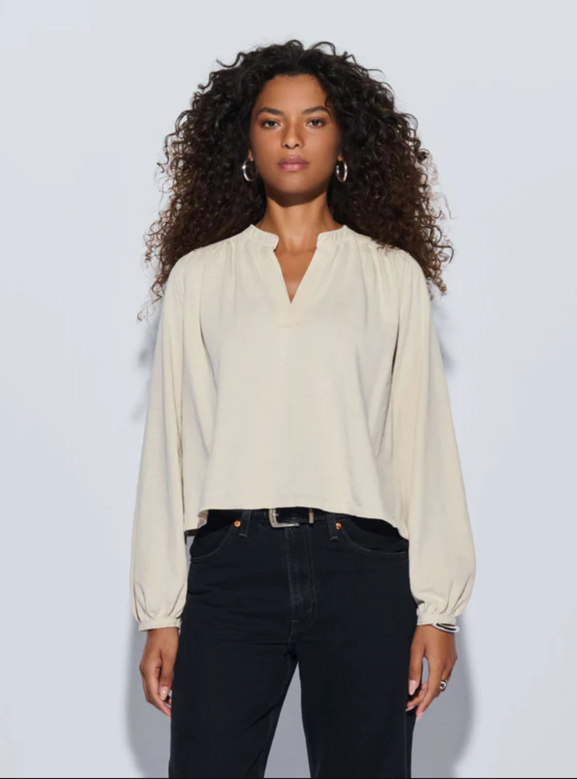 Nation Ltd Maya V Neck Top - Parchment