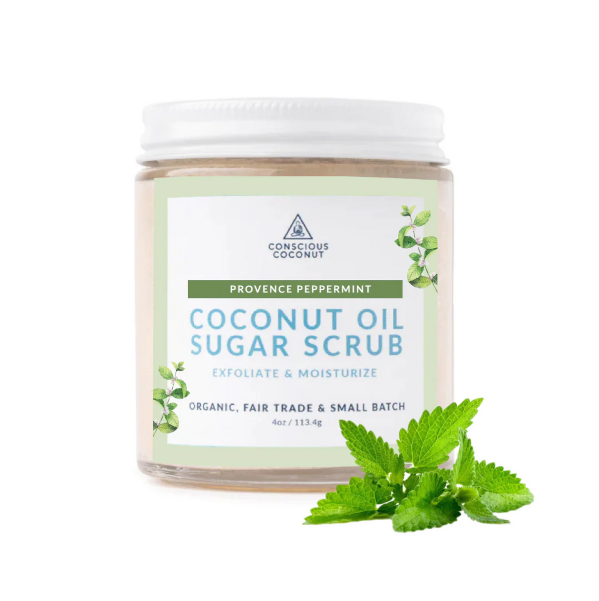 Conscious Coconut Organic Coconut Oil Sugar Scrub - Provence Peppermint