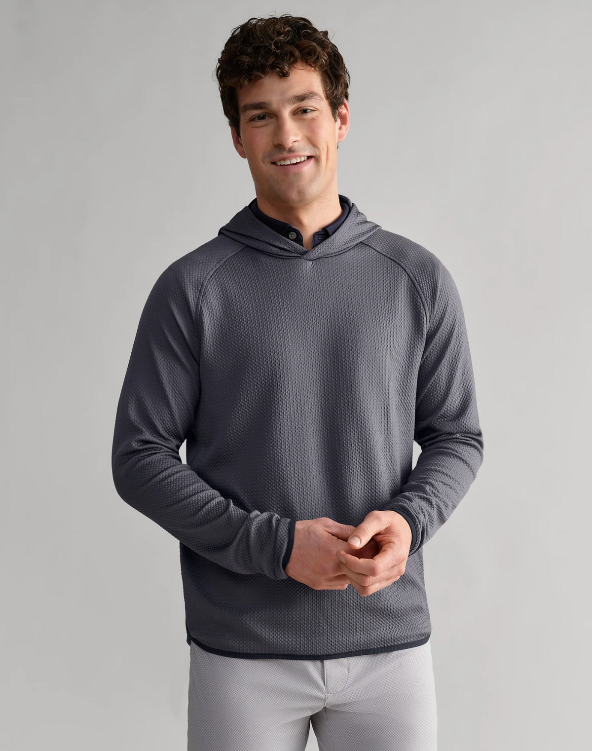 Rhone Apparel Founders Golf Hoodie - Gravel/True Navy