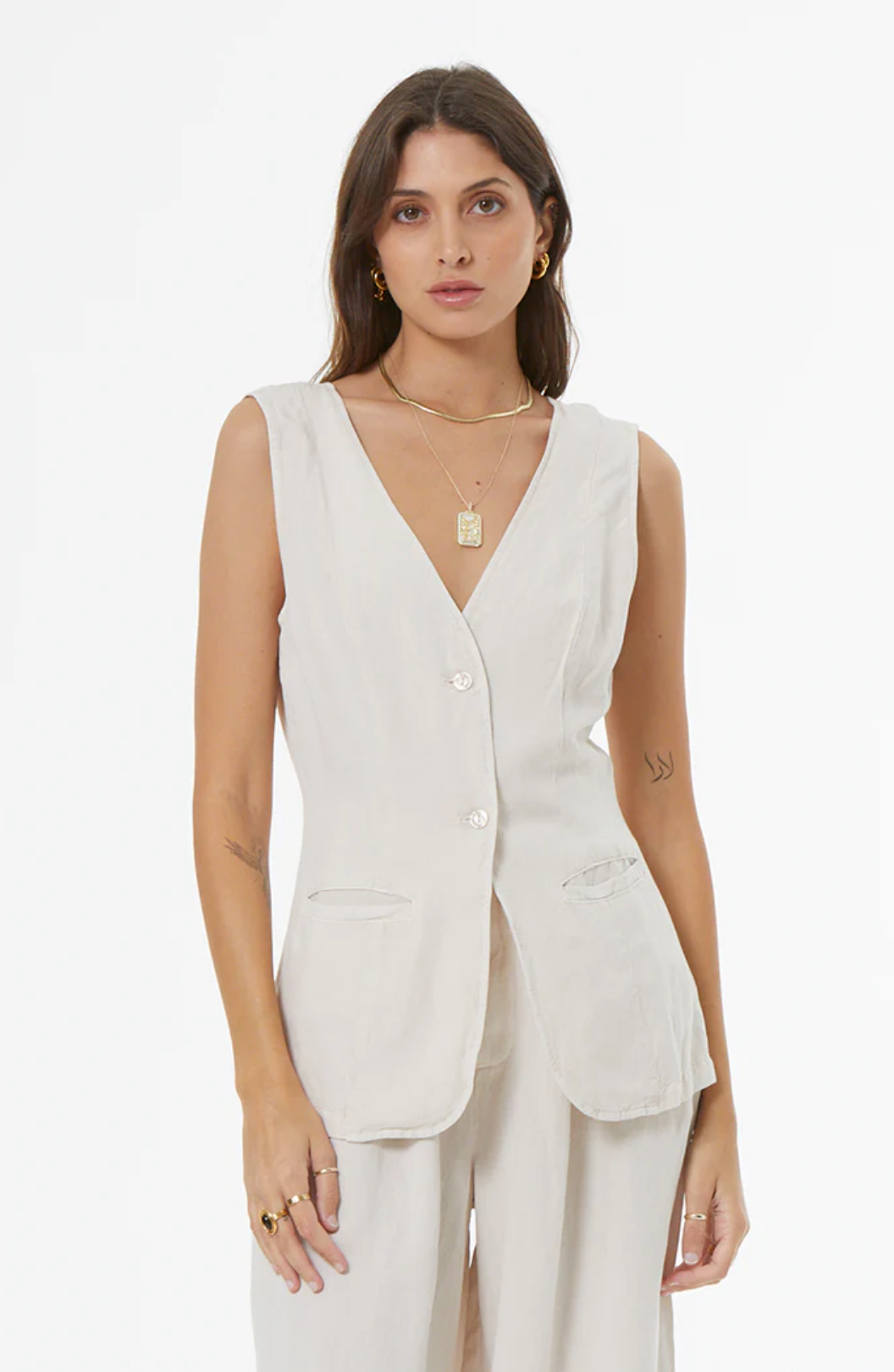 Young Fabulous &amp; Broke Loa Vest - Sea Salt Pigment