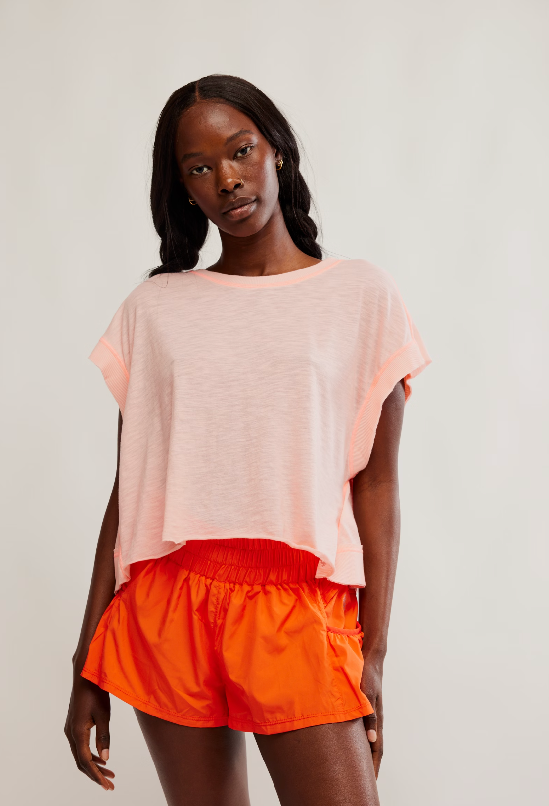 Free People My Time Tee - Pastel Peach Combo
