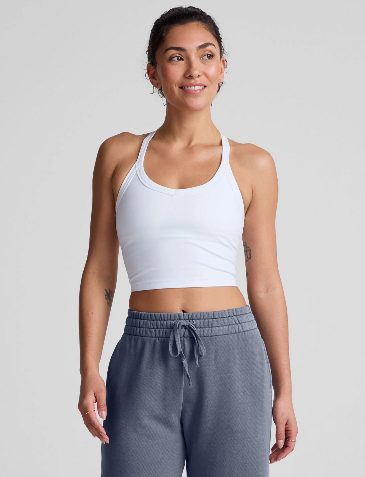 Beyond Yoga Spacedye On The Up Cropped Tank - Cloud White