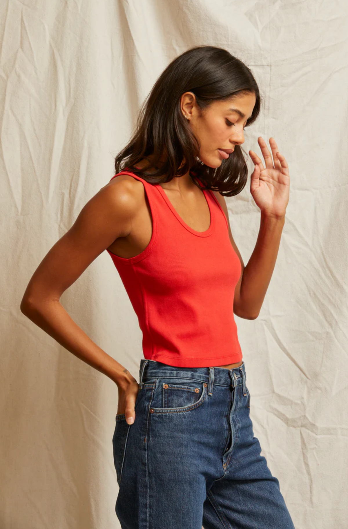 Perfect White Tee Blondie Tank - Poppy Red