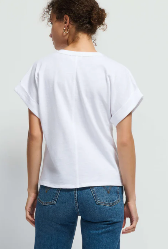 Nation Ltd. Stevie Cuffed V-Neck - Optic White