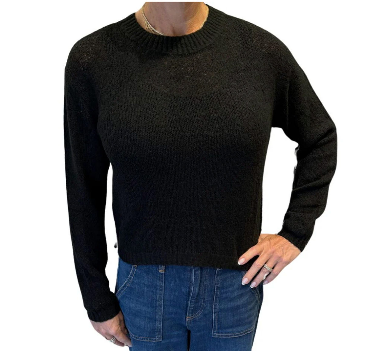 LNA La Costa Semi Sheer Sweater - Black