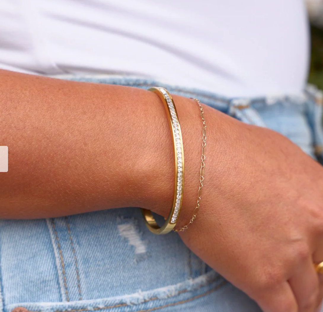 Nikki Smith Crystal Gold Bangle Bracelet